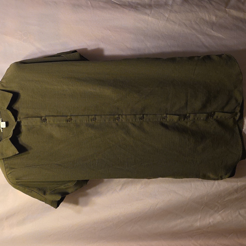 Caslon Olive Dress Button Up Womens Size Small (Katie #22)